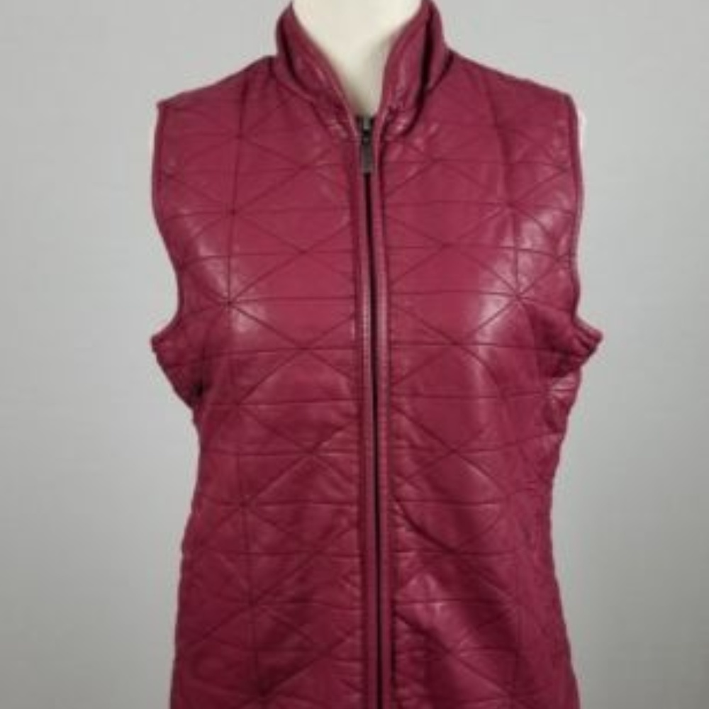 Chico's Women's Raspberry Faux Leather Vest
